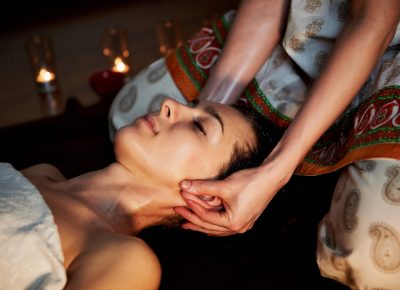 Oil relaxing head massage. Relaxation and therapy