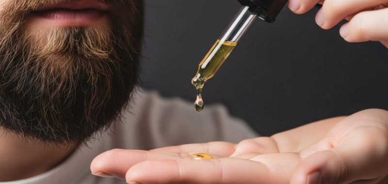Beard oil application for healthy beard growth and grooming